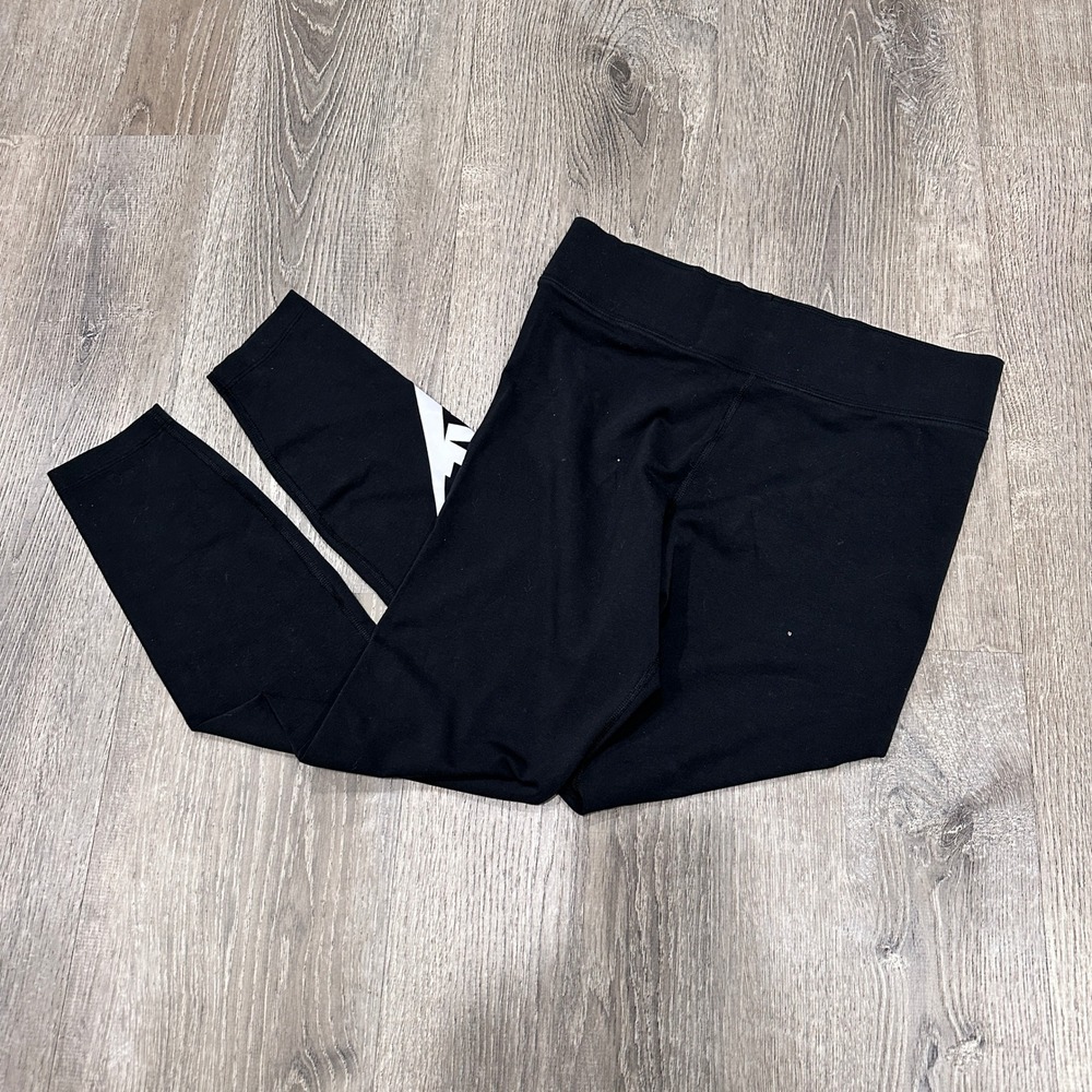 Nike Leggings Women's Large Black Essential Sports White Logo High Rise Leggings - Picture 12 of 12
